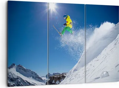 Produktbild von Bild auf Leinwand - Leinwandbild - Ski Winter Schnee Berg - 105x70cm - Wand Bild - Wanddeko - Leinwanddruck - Bilder - Kunstdruck - Wanddekoration - Leinwand bilder - Wandkunst - CE105x70-2856