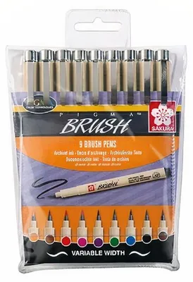 Produktbild von Sakura - Filzstift mit Pinselstift Pigma Federmäppchen mit 9 Farben