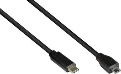 Produktbild von USB 2.0 Micro B auf USB-C Kabel, 1m, schwarz, Kupfer, robust