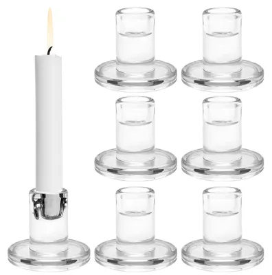 6er-Set Glas-Kerzenhalter, transparent, 5,5 cm, für Stabkerzen