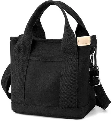 Produktbild von Große Canvas-Tasche für Damen, Retro-Crossbody-Tasche, Studententasche, Schwarz