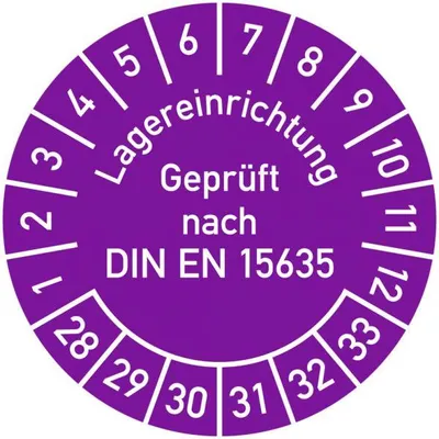 Produktbild von Dreifke® Prüfplakette Lagereinrichtung  nach DIN EN 15635, 2028-2033, ...