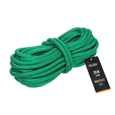 Produktbild von NAJDER - Polypropylen-Seil Textilseil Leine Schnur - Geflochtenes Seil Flechtleine mit Traglast bis 16400 N - Polypropylenseil 14 mm in Grün - 20 Meter