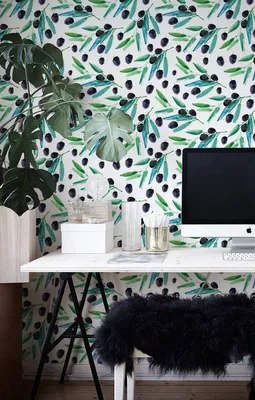 Produktbild von Coloray Fototapete 152x104 cm An Einer Wand Latex Latextapete - Oliven verlässt floral.