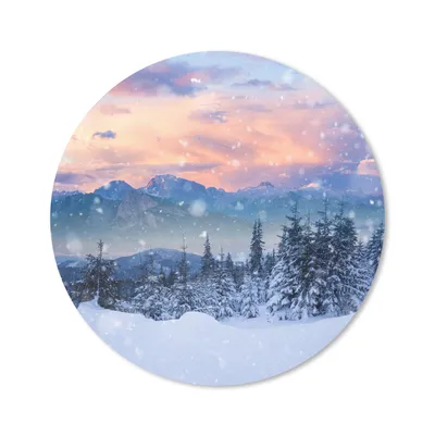 Produktbild von MuchoWow® Mauspad Mousepad Schnee - Himmel - Wald - Winter 20x20 cm - Mousepads - Maus Mat - Pad - Mausunterlage - Schreibtischmatte