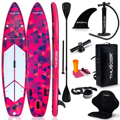 Produktbild von THUNDER® | VOLCA 320 | Nafukovací SUP prkno | 320×75×15 cm | Kompletní sada se sedačkou do kajaku, batohem, dvojitou zvedací pumpou, pádlem | 15 PSI