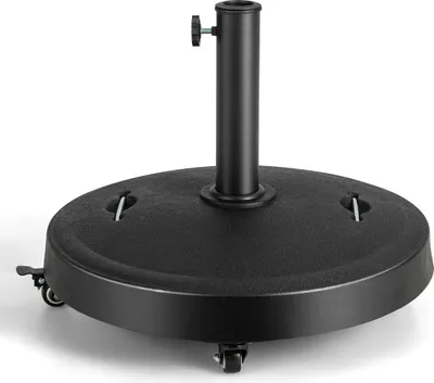 Zdjęcie produktu dla Stojak na parasole 23 kg z kółkami i uchwytami Stojak na parasole na maszty parasolowe o średnicy 38/48 mm Ø52 cm Stojak na parasole rynkowe
