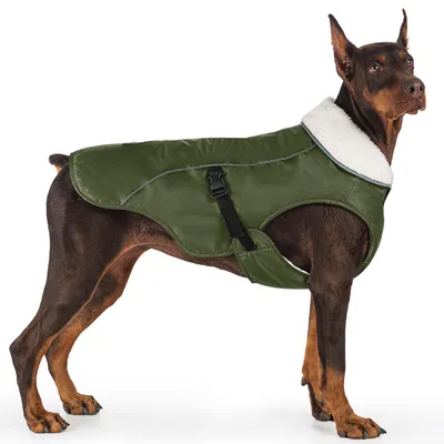 Immagine prodotto di Cappotto per cani con fodera in pile, impermeabile, caldo, giacca invernale, verde, taglia XL