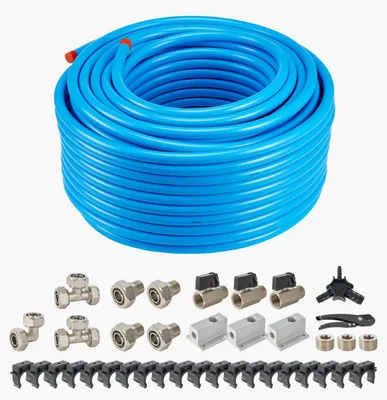 Immagine prodotto di Set di tubi per compressori d'aria VEVOR, 91,44 m x 19,05 mm, alluminio HDPE, a prova di perdite, resistente alla pressione e facile da installare, adatto per garage e officine, blu