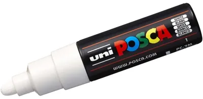 Obrázok produktu pre POSCA PC-7M, Biela, Viacfarebný, 1 farba/farieb, atrament s vodným základom, Guličkové zakončenie, Kolo