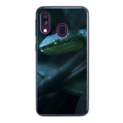 Produktbild von MuchoWow® Handyhülle Schutzhülle Hülle für Samsung Galaxy A40 Schlange - Makro - Holz Silikon Softcase Handy Hülle - Handy-Tasche