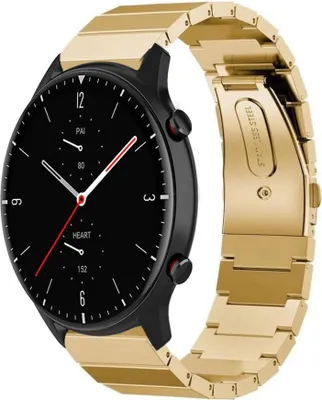 Produktbild von Strap-it Metallarmband - Kompatibel mit Amazfit GTR 2 Armband Ersatzarmband Edelstahl - Faltschließe - Hochwertiges Material - für Smartwatch 22mm Armband Gold