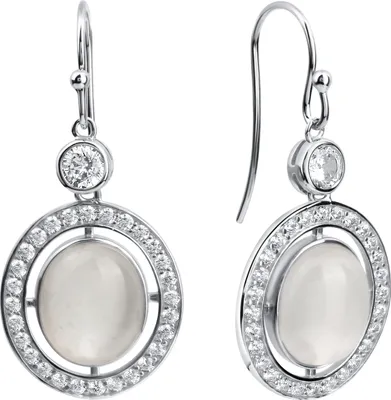 Produktbild von Zeeme Gemstones Ohrringe 925/- Sterling Silber 4,7cm weiß Mondstein weiß 360230348