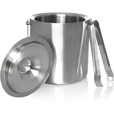 Produktbild von 3 Liter Eiskübel Edelstahl doppelt isoliert mit Deckel, Schaufel und Eisclip für Partys, Bars und Camping