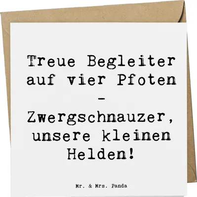Produktbild von Mr. & Mrs. Panda Grußkarte Spruch Zwergschnauzer Helden - Weiß - Geschenk, Hund, Glückwunschkarte, faltkarte, anlasskarte, Klappkarte, Familienhund, Hunderasse, kleiner