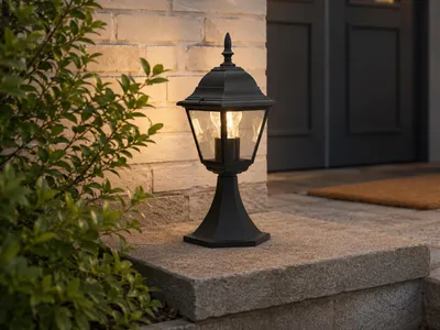 Produktbild von LED Sockelleuchte, Gartenlaterne Terrassenbeleuchtung Wegbeleuchtung Höhe 39cm