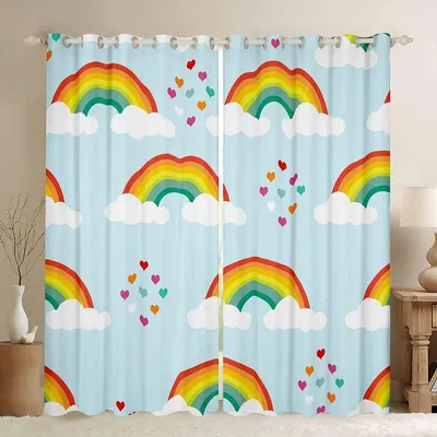 Verdunkelnde Regenbogen-Vorhänge, W66 x L90, 2er-Set