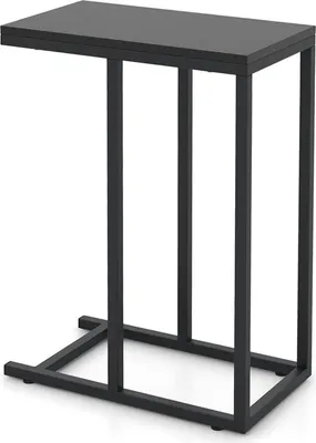 Immagine prodotto di Tavolino a forma di C, tavolino porta-laptop, robusta struttura in metallo, tavolino da divano che si infila sotto il divano, tavolino da salotto, nero