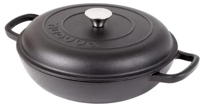 Immagine prodotto di Pentola da forno in ghisa con coperchio, capacità 3,5 litri, diametro 30 cm, colore nero, per la cucina