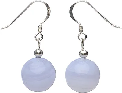 Produktbild von Ohrringe Ohrhänger Chalzedon Bandachat Ø12mm hellblau & 925er Silber Ohrschmuck Damen