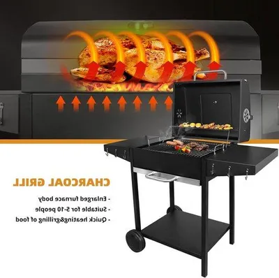 Immagine prodotto di Barbecue a carbonella con regolazione della temperatura, nero, 2 ruote