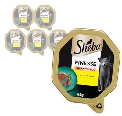 Zdjęcie produktu dla Sheba Finesse Tacka 6x85g Mokra Karma Pełnoporcjowa Dla Kota Z Kurczakiem W Musie