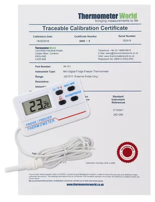 Digitale Kühl-/Gefrierthermometer mit Kalibrierzertifikat