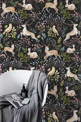 Produktbild von Coloray Fototapete 250x104 cm An Einer Wand Latex Latextapete - Woodlanimal-Zimmer