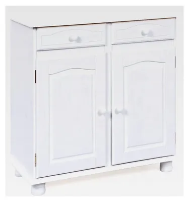 Produktbild von Kommode im Landhausstil – Sideboard – Buffet – Beistellschrank – Kiefer massiv – 2 Türen – 2 Schubladen – Weiß lackiert