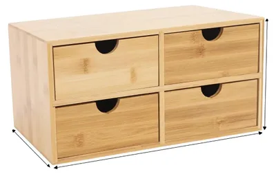 Produktbild von Bamboo Schreibtischorganizer, 4 Schubladen, Minimalistisches Design, Holz