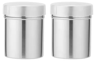2er Set Puderzuckerstreuer aus Edelstahl, 200 ml