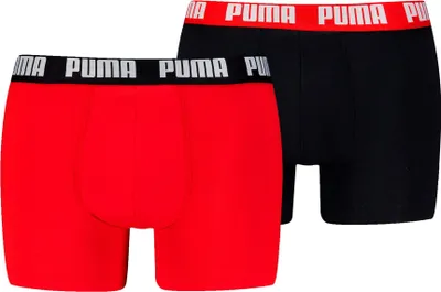 Produktbild von PUMA Herren Boxershorts, 2er Pack - Everyday Basic Boxers 2P, Baumwolle Stretch, einfarbig Schwarz/Rot M