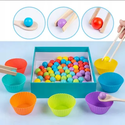 Zdjęcie produktu dla Montessori zestaw matematyczny dla dzieci, nauka liczb, koraliki, patyczki i łyżki, rozwój koordynacji ręka oko
