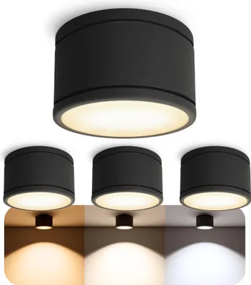 Produktbild von SSC-LUXon 4er Set CELI-WX Aufbauleuchte Bad schwarz IP44 - 230V GX53 LED 6W dimmbar 3CCT Lichtfarbe warm / neutral / kalt