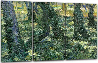 Produktbild von Leinwandbild 3-teilig (120x80cm): Vincent van Gogh - Unterholz, echter Holz-Keilrahmen inkl. Aufhänger, handgefertigt in Deutschland