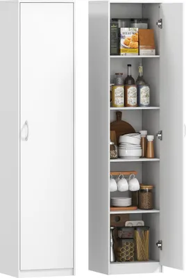 Produktbild von HOMCOM Küchenschrank Buffetschrank mit 1 Tür, Verstellbaren Einlegeböden, Weiß