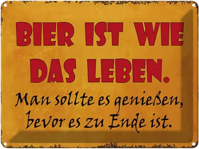 Produktbild von vianmo Blechschild 30x40 cm Bier ist wie das Leben man soll Spruch Zitat