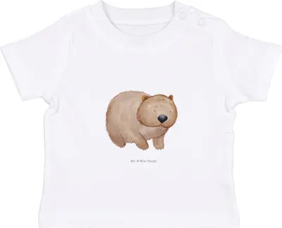 Produktbild von Mr. & Mrs. Panda  T-Shirt Wombat 12. - 18. Monat - Weiß - Geschenk, Baby Shirt, Babyshirt, Australien, Lustige Sprüche, Das Leben Ist schön, Öko, Motivation, Spruch