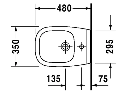 Produktbild von Duravit Duravit Wand-Bidet D-CODE COMPACT m ÜL HLB 350x480mm 1 HL we
