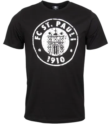Produktbild von FC St. Pauli T-Shirt Logo, Original Fanartikel, Schwarzes Herren T-Shirt mit Vereinswappen im Vintage-Look, 100% Baumwolle