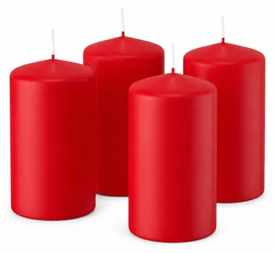 Produktbild von Stumpenkerze - 100 x 50 mm 4 Stück rot.