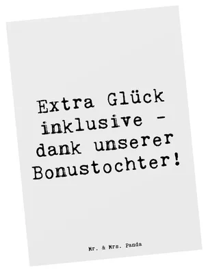 Produktbild von Mr. & Mrs. Panda Postkarte Spruch Bonustochter Glück - Weiß - Geschenk, Stieftochter, herzerwärmende Sprüche, Liebe, Grußkarte, einzigartige Designs, Familie, Postkarten