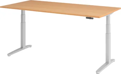 Produktbild von bümö Schreibtisch elektrisch XBHM - Gestell: Silber, Nachbildung: Buche, Größe:  200 x 100 cm
