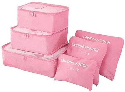 Obrázek produktu pro Ultiluxe Organizéry do kufrů - Sada na balení - Cestovní obaly - Lehký - Voděodolný - 6 kusů - Růžová