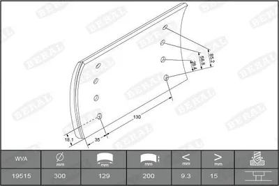 Produktbild von BERAL Bremsbelagsatz Trommelbremse KBL19515.0-1541 Hinten 200mm 6,1kg