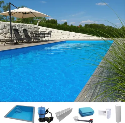 Produktbild von KWAD Styropor Pool Easy mit Ecktreppe links 7 x 3,5 x 1,5 m blau