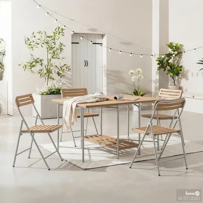 Produktbild von home24 Gartenessgruppe - 5-teilig - Akazie massiv / Aluminium - Braun