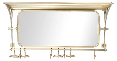 Image de SIGNATURE - Porte Manteau en Laiton avec Miroir et Étagère 1 Plateau