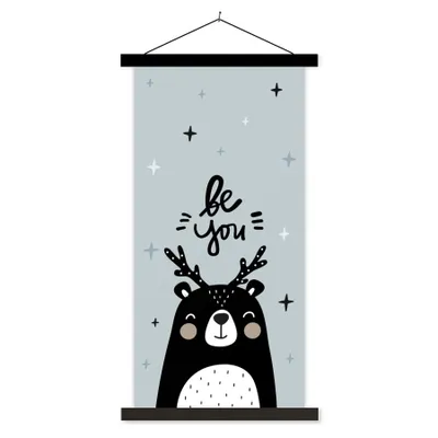 Produktbild von MuchoWow® Textilposter Zitate - Sprichwörter - Sei du - Kinder - Baby 90x180 cm mit schwarzem Rahmen - Dekoration Wohnzimmer