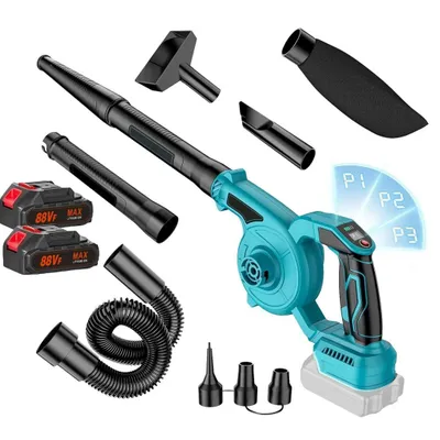 Produktbild von Akku Laubbläser, Kabelloser Laubbläser Bläser, Bürstenlos Gebläse Laubsauger, 2X 21V Batterien, 3 einstellbare Geschwindigkeiten